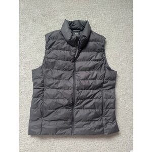 UNIQLO Ultra Light Down Vest Charcoal Grey Full Zip Stand Collar Puffer Medium